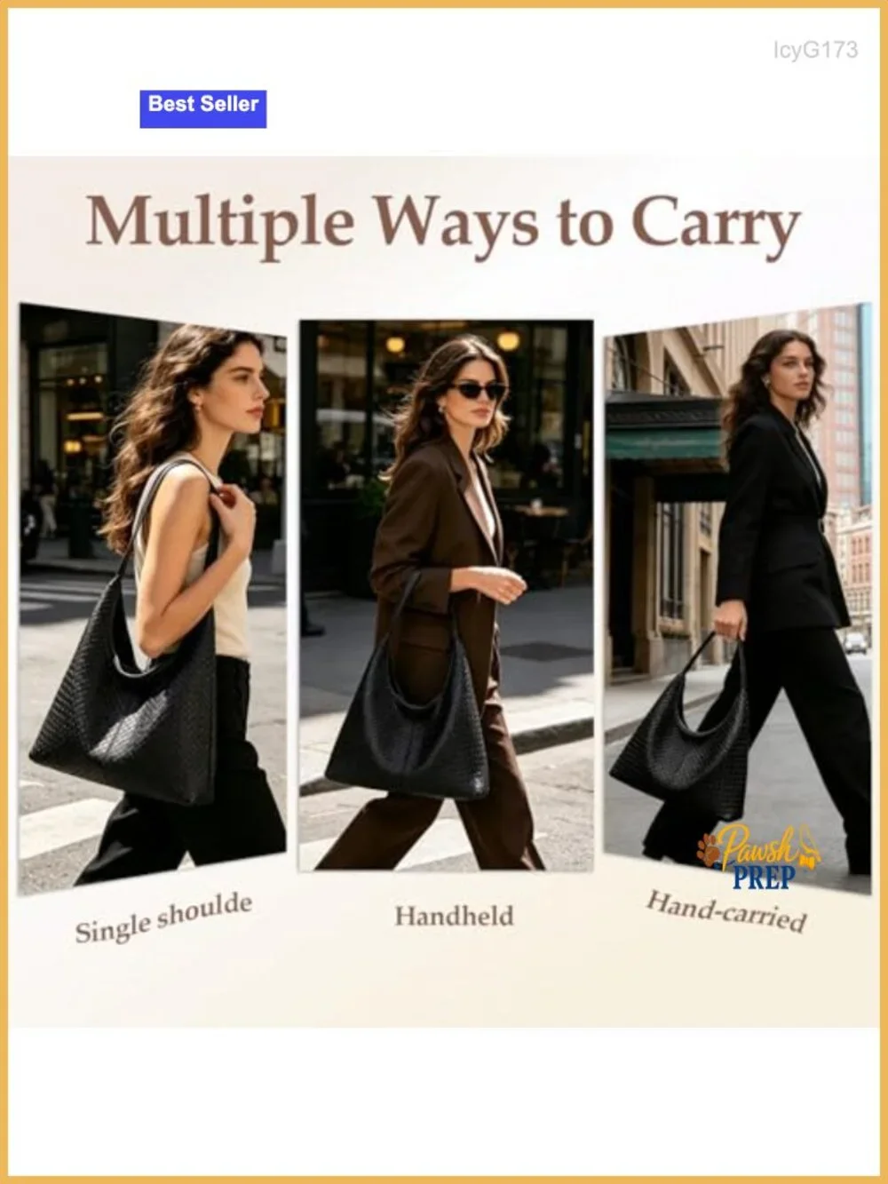 Woven Textured Vegan Leather Hobo Tote Bag Large Slouchy Purse for Women